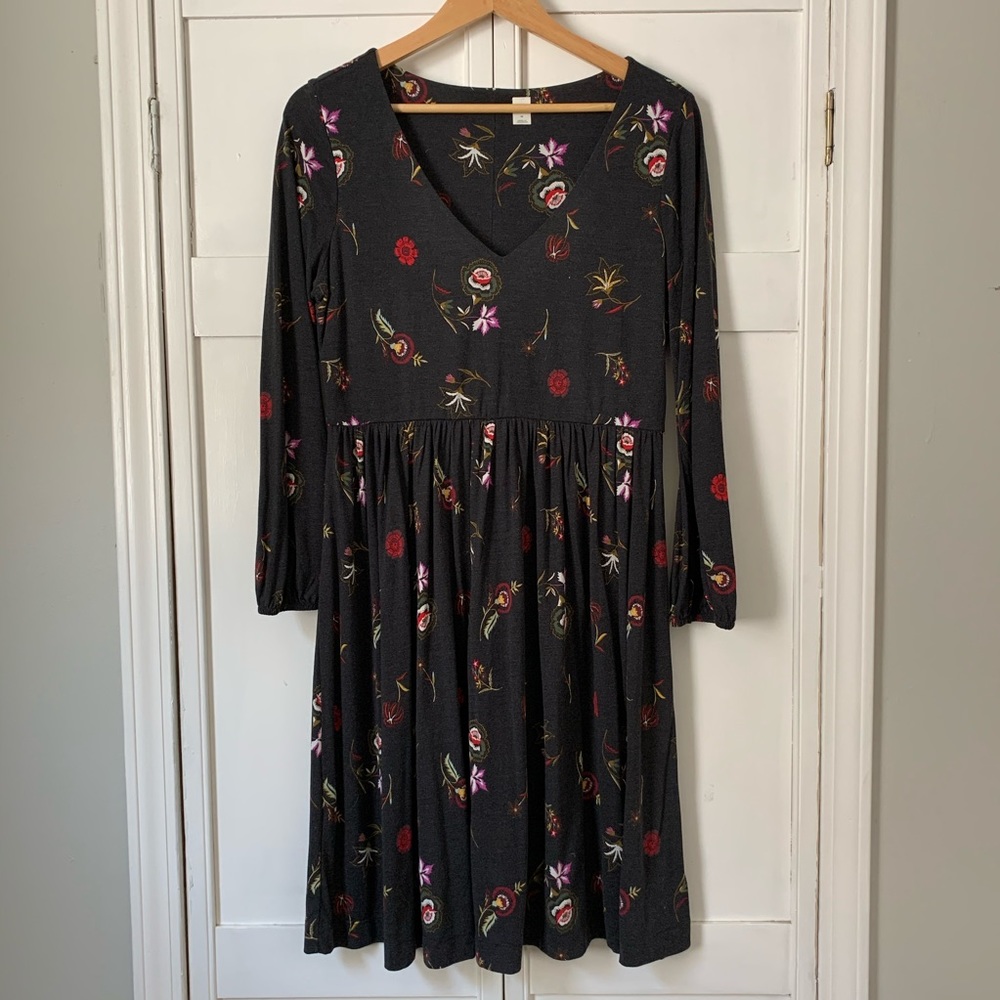 Old Navy Long Sleeve Floral Cinched Waist Dress
